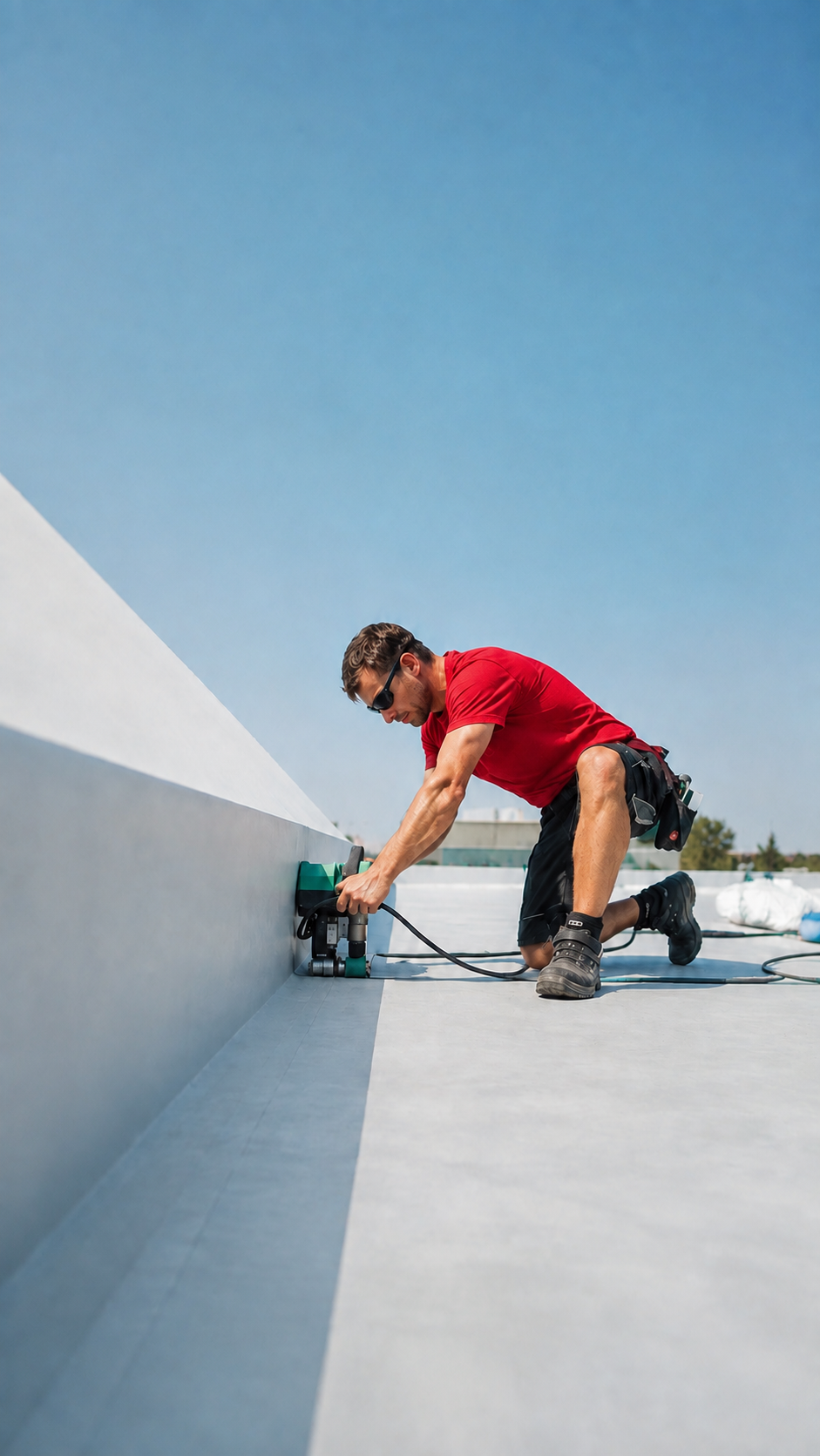 Dachdecker von HDG Dachtechnik bei der Flachdachabdichtung